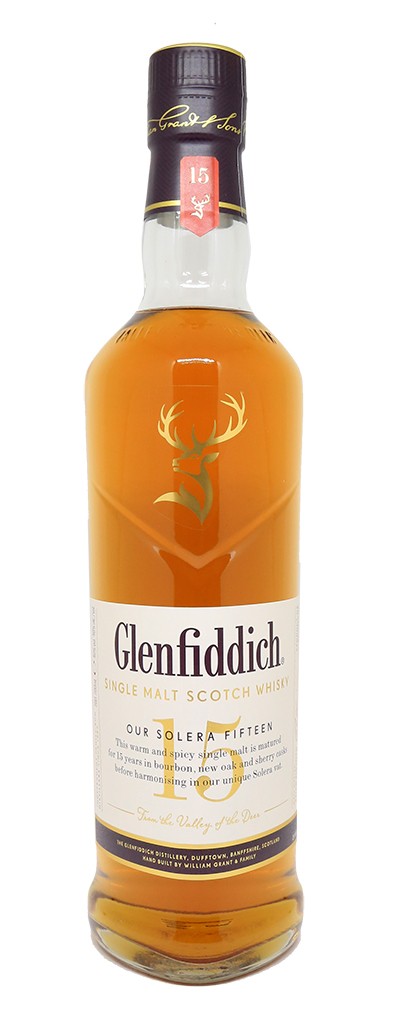 Whisky Glenfiddich 15 ans d'âge - Unique Solera Reserve - 40° 70 cl